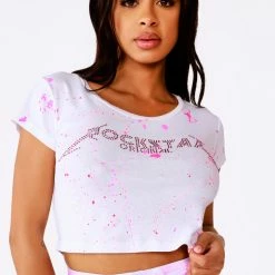 WOMENS TEES PALMYRA TEE PINK/WHITE