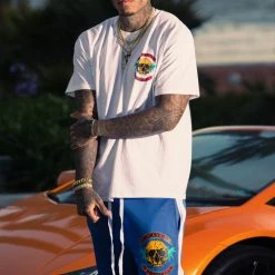 MENS TRACK SETS DEX T-SHIRT/TRACKPANT SET-WHITE