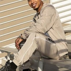 MENS TRACK SETS TRACER ZIPPER JACKET TRACK SET-BEIGE