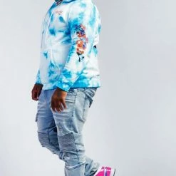 MENS HOODIES & SWEATSHIRTS Zayden Tye Dye Hoodie (Blue) Tops